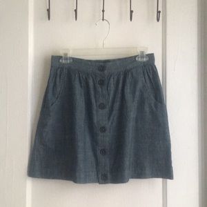 A line button down mini skirt with pockets
